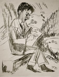 若い男を描く 作： Ernst Ludwig Kirchner